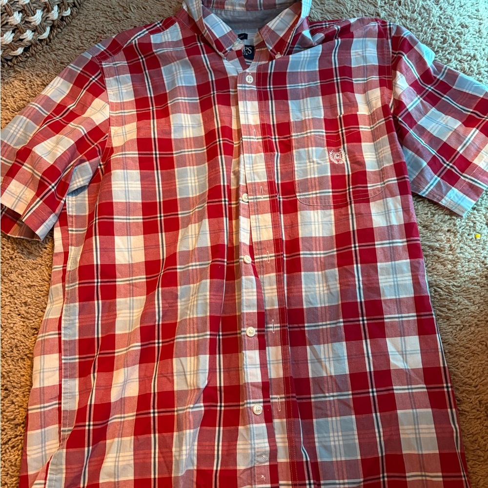 Chaps Red and White Plaid Men's Shirt